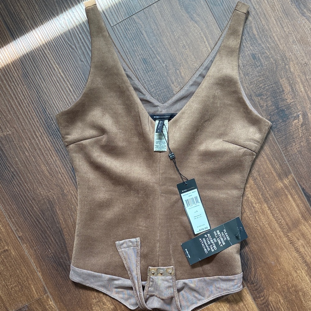 BCBGMaxAzria Chocolate Suede Bodysuit